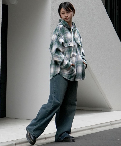 【セール】flannel check hooded shirt/ネルチェック フーデッド シャツ（シャツ/ブラウス）｜Soupy Soupy（スーピースーピー）