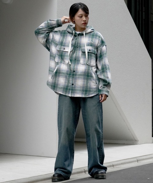【セール】flannel check hooded shirt/ネルチェック フーデッド シャツ（シャツ/ブラウス）｜Soupy Soupy（スーピースーピー）