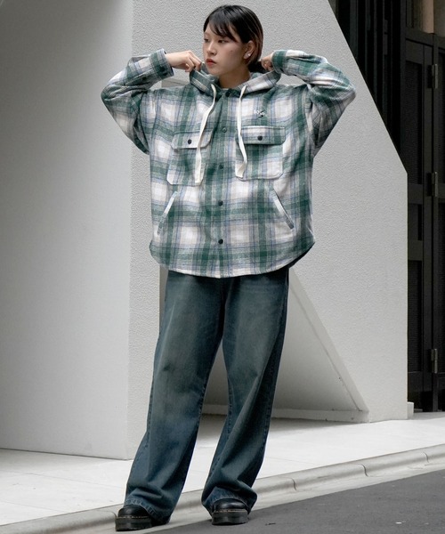 【セール】flannel check hooded shirt/ネルチェック フーデッド シャツ（シャツ/ブラウス）｜Soupy Soupy（スーピースーピー）