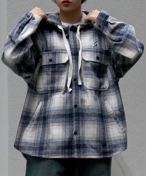 【セール】flannel check hooded shirt/ネルチェック フーデッド シャツ（シャツ/ブラウス）｜Soupy Soupy（スーピースーピー）