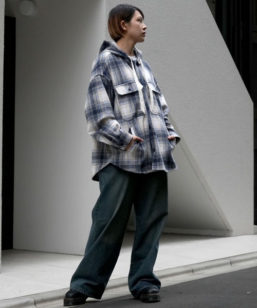 【セール】flannel check hooded shirt/ネルチェック フーデッド シャツ（シャツ/ブラウス）｜Soupy Soupy（スーピースーピー）