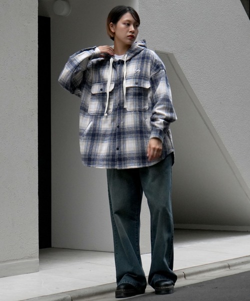【セール】flannel check hooded shirt/ネルチェック フーデッド シャツ（シャツ/ブラウス）｜Soupy Soupy（スーピースーピー）