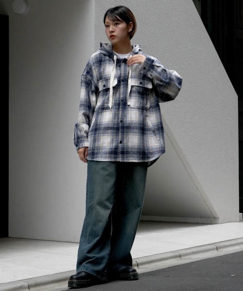 【セール】flannel check hooded shirt/ネルチェック フーデッド シャツ（シャツ/ブラウス）｜Soupy Soupy（スーピースーピー）