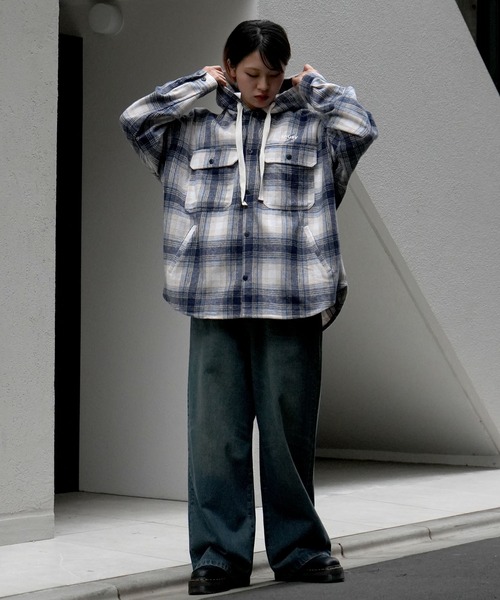 【セール】flannel check hooded shirt/ネルチェック フーデッド シャツ（シャツ/ブラウス）｜Soupy Soupy（スーピースーピー）