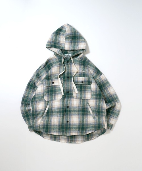 【セール】flannel check hooded shirt/ネルチェック フーデッド シャツ（シャツ/ブラウス）｜Soupy Soupy（スーピースーピー）