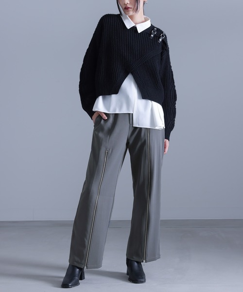 kOhAKU（コハク）の「『ジップデザインスラックス』（スラックス・レディース・チャコール/ブラック・1/2）」の21枚目の写真