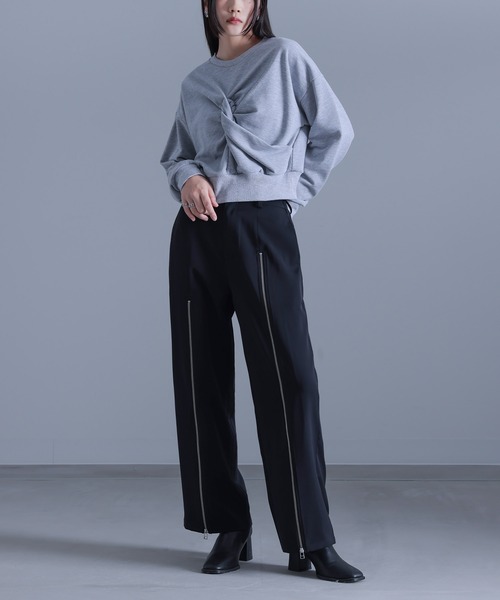 kOhAKU（コハク）の「『ジップデザインスラックス』（スラックス・レディース・チャコール/ブラック・1/2）」の13枚目の写真