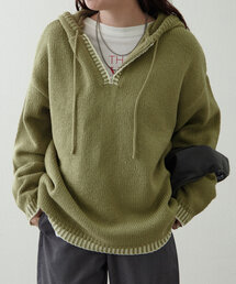 NUNIFE（ユニフィー）の「【NUNIFE】《さやべびコラボ》配色ステッチニットパーカー（ニット/セーター・レディース）」