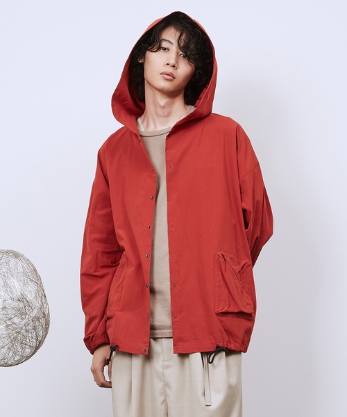 Dulcamara(ドゥルカマラ)の「ワイドフーディーシャツ(パーカー・メンズ・レッド/キナリ/スミクロ・0/1)」の3枚目の写真