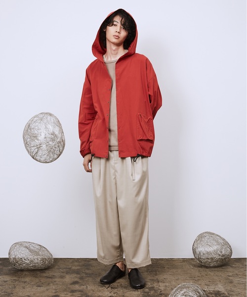 Dulcamara(ドゥルカマラ)の「ワイドフーディーシャツ(パーカー・メンズ・レッド/キナリ/スミクロ・0/1)」の9枚目の写真