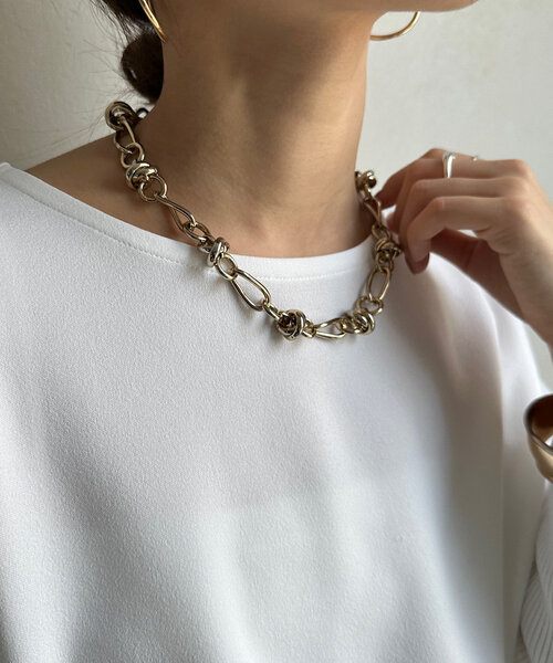 DouDou（ドゥドゥ）の「ボリュームミックスチェーンネックレス（ネックレス・レディース・シルバー/ゴールド・FREE）」の6枚目の写真