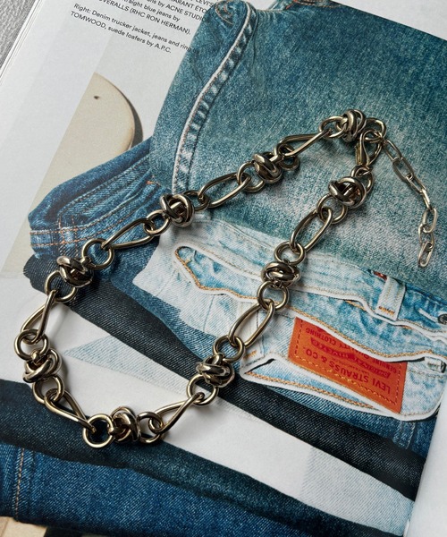 DouDou（ドゥドゥ）の「ボリュームミックスチェーンネックレス（ネックレス・レディース・シルバー/ゴールド・FREE）」の2枚目の写真