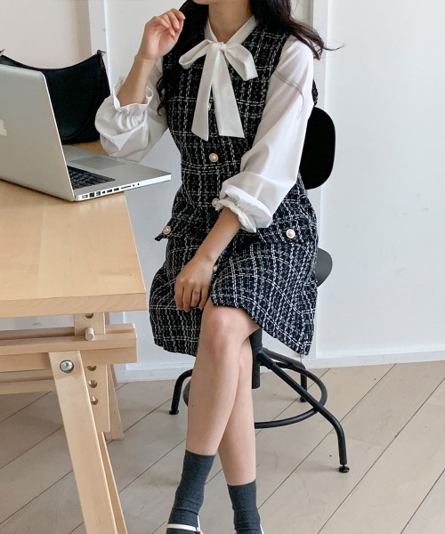 VIVID LADY(ビビッドレディー)の「2点セット ブラウス+ワンピー レディース(ワンピース・レディース・ブラック・FREE)」の3枚目の写真