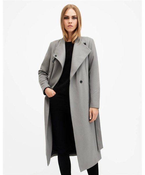 ALLSAINTS(オールセインツ)の「RILEY WRAP AROUND BELTED LONG LINE COAT | RILEY WRAP アラウンド ベルト付き ロング ライン コート(その他アウター・レディース・グレー系その他・4/6/8/10)」の7枚目の写真