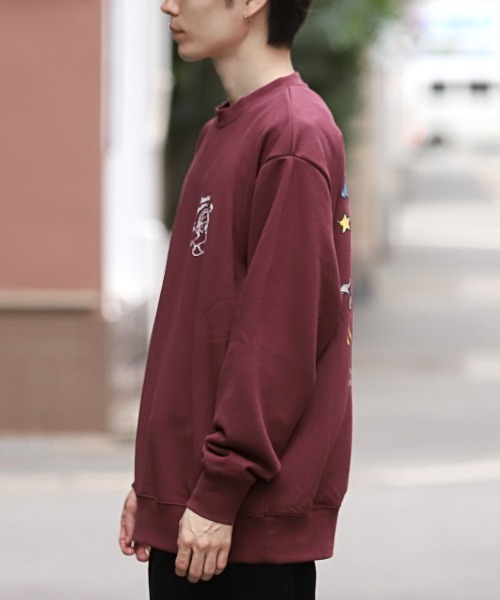 LUXSTYLE(ラグスタイル)の「A.T.CMUSICおばけ発泡ラバープリントトレーナー(スウェット・メンズ・ホワイト/ワインレッド/ブラック・L/M)」の5枚目の写真
