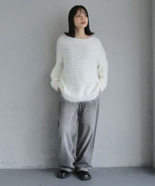 cheriella(シェリエラ)の「【cheriella】オーバーサイズシャギーニットプルオーバー(ニット/セーター・レディース・ホワイト/ブラック/パープル/ブラウン・M)」の11枚目の写真