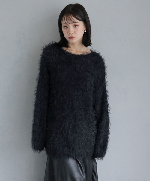 cheriella(シェリエラ)の「【cheriella】オーバーサイズシャギーニットプルオーバー(ニット/セーター・レディース・ホワイト/ブラック/パープル/ブラウン・M)」の21枚目の写真