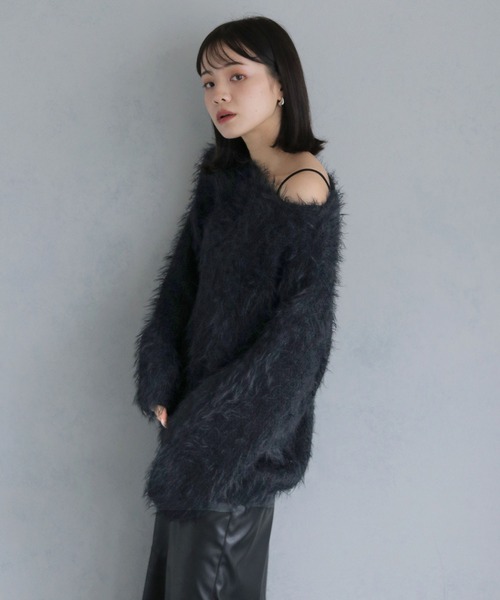 cheriella(シェリエラ)の「【cheriella】オーバーサイズシャギーニットプルオーバー(ニット/セーター・レディース・ホワイト/ブラック/パープル/ブラウン・M)」の19枚目の写真