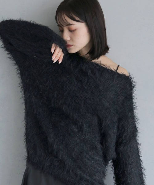 cheriella(シェリエラ)の「【cheriella】オーバーサイズシャギーニットプルオーバー(ニット/セーター・レディース・ホワイト/ブラック/パープル/ブラウン・M)」の16枚目の写真