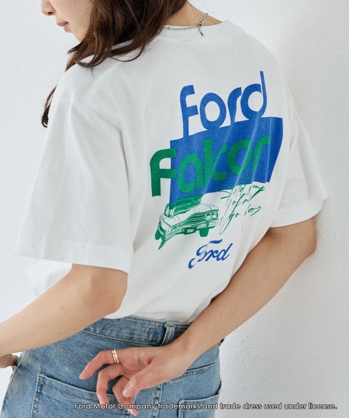 【GOOD ROCK SPEED】FORDロゴT ホワイト×ブルー GOOD ROCK SPEED tシャツ 「GOOD SPEED」フォード / 車 FORD