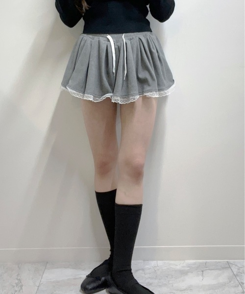 Lace Pleated Sweat Skirt / レースプリーツスウェットスカート