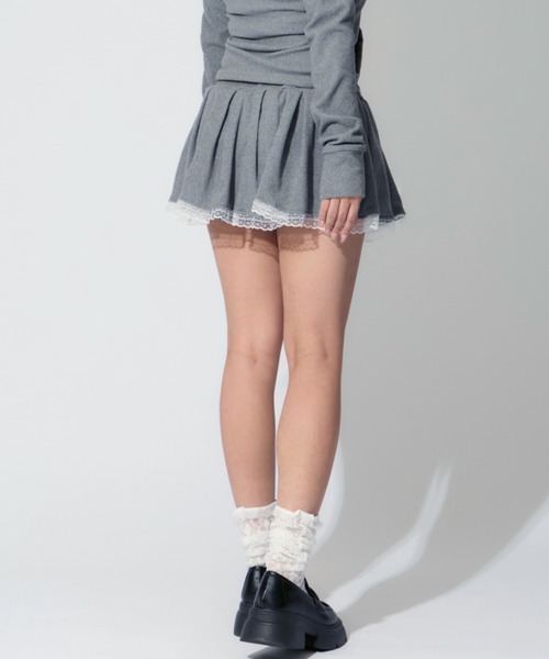 ALLuRing ChaRm(アリュリングチャーム)の「Lace Pleated Sweat Skirt / レースプリーツスウェットスカート(スカート・レディース・グレー・S/M)」の12枚目の写真
