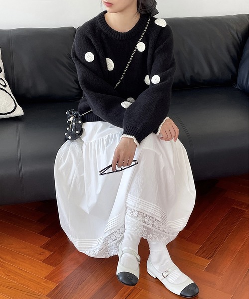 セール】lace gather tiered long skirt（スカート）｜SUWDEE
