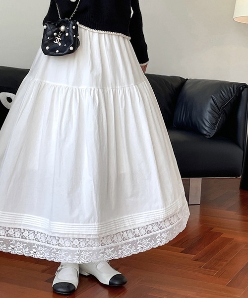 セール】lace gather tiered long skirt（スカート）｜SUWDEE