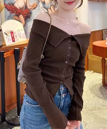 【Jasmine】3WAYケープカラーデザインニットカーディガン