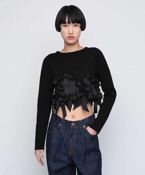 AEWEN MATOPH（イウエン マトフ）の「＜AEWEN MATOPH＞リボンテープ 2WAY カーディガン（カーディガン/ボレロ・レディース・オフホワイト/ブラック・FREE）」の15枚目の写真