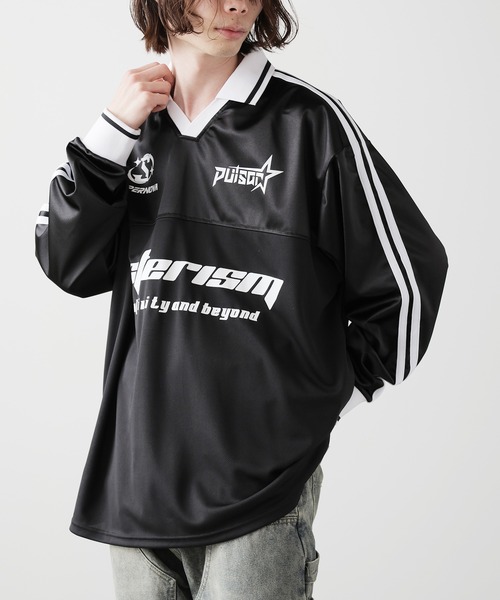 SUGGESTION（サジェッション）の「SUGGESTION/サジェッション グロッシーサッカーＴ（Tシャツ/カットソー・メンズ・シルバー/ネイビー/ブラック・M/S/L）」の7枚目の写真