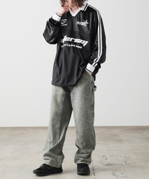 SUGGESTION（サジェッション）の「SUGGESTION/サジェッション グロッシーサッカーＴ（Tシャツ/カットソー・メンズ・シルバー/ネイビー/ブラック・M/S/L）」の8枚目の写真