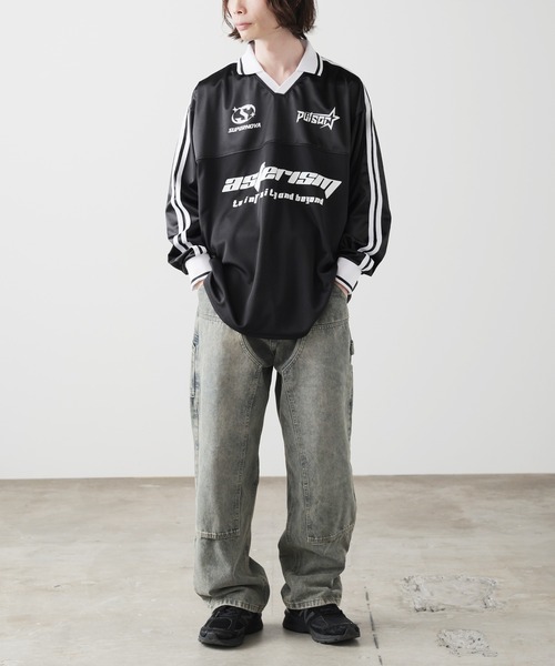 SUGGESTION（サジェッション）の「SUGGESTION/サジェッション グロッシーサッカーＴ（Tシャツ/カットソー・メンズ・シルバー/ネイビー/ブラック・M/S/L）」の9枚目の写真