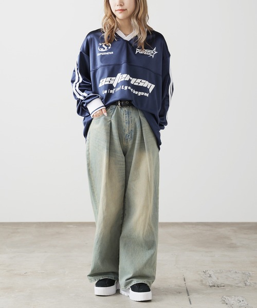 SUGGESTION（サジェッション）の「SUGGESTION/サジェッション グロッシーサッカーＴ（Tシャツ/カットソー・メンズ・シルバー/ネイビー/ブラック・M/S/L）」の13枚目の写真
