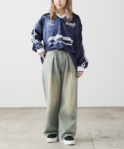 SUGGESTION（サジェッション）の「SUGGESTION/サジェッション グロッシーサッカーＴ（Tシャツ/カットソー・メンズ・シルバー/ネイビー/ブラック・M/S/L）」の14枚目の写真