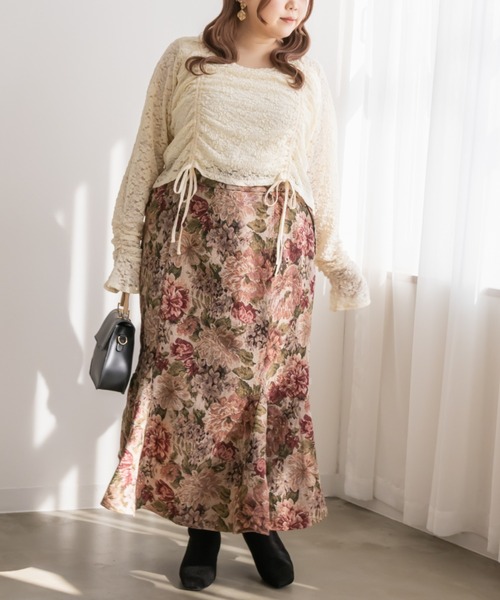 CLETTE(クレット)の「ドロストリボンレースプルオーバー(Tシャツ/カットソー・レディース・アイボリー/ブラック/ホワイト・LL/3L/4L)」の22枚目の写真