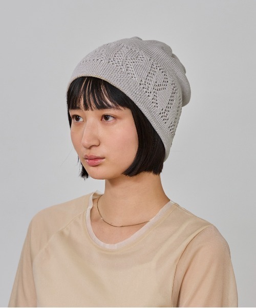 OVERRIDE（オーバーライド）の「OVERRIDE  OGCREC LOGO SHORT BEANIE SG / オーバーライド（ニットキャップ/ビーニー・レディース・ブラック/ライトグリーン/ライトグレー・57~59cm）」の2枚目の写真