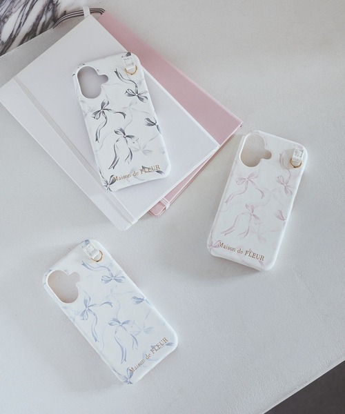 Maison de FLEUR（メゾンドフルール）の「リボンプリントアイフォン16ケース（スマホケース/カバー・レディース・ブラック/グレイッシュブルー/ピンク・FREE）」の10枚目の写真