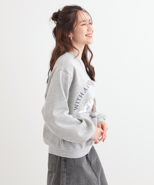 Cutie Blonde(キューティーブロンド)の「【あったか/S-LL】選べる2柄 裏起毛スウェット(スウェット・レディース・グレー系1/ライトグレー系・04/01/02/03)」の8枚目の写真