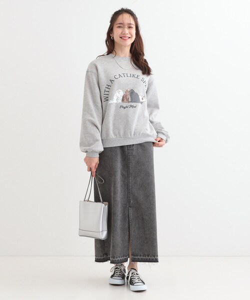 Cutie Blonde(キューティーブロンド)の「【あったか/S-LL】選べる2柄 裏起毛スウェット(スウェット・レディース・グレー系1/ライトグレー系・04/01/02/03)」の9枚目の写真