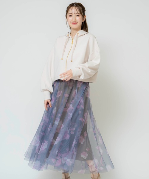 NOELA（ノエラ）の「フラワースタッズチュールスカート（スカート・レディース・イエロー/ピンク/ネイビー・フリー）」の3枚目の写真