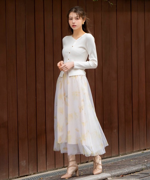 NOELA（ノエラ）の「フラワースタッズチュールスカート（スカート・レディース・イエロー/ピンク/ネイビー・フリー）」の14枚目の写真