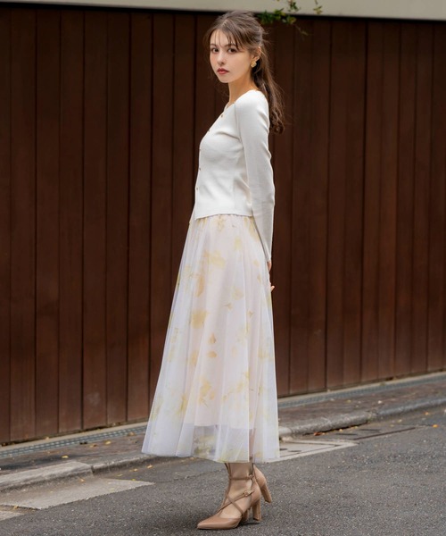 NOELA（ノエラ）の「フラワースタッズチュールスカート（スカート・レディース・イエロー/ピンク/ネイビー・フリー）」の15枚目の写真