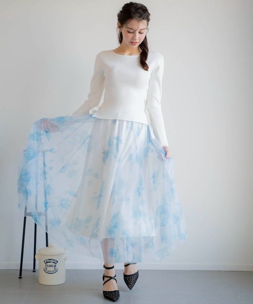 NOELA（ノエラ）の「フラワースタッズチュールスカート（スカート・レディース・イエロー/ピンク/ネイビー・フリー）」の6枚目の写真