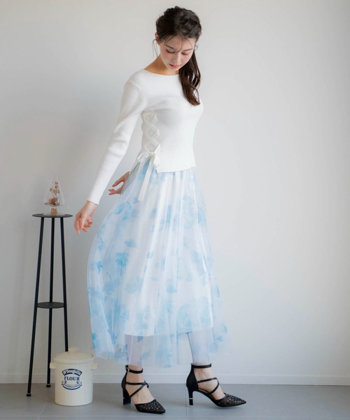 NOELA（ノエラ）の「フラワースタッズチュールスカート（スカート・レディース・イエロー/ピンク/ネイビー・フリー）」の7枚目の写真