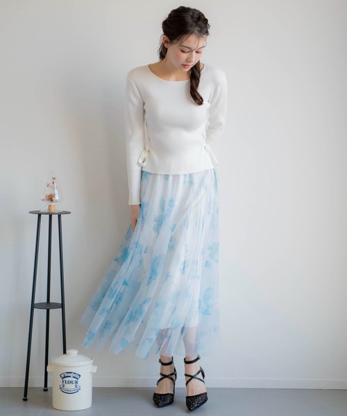 NOELA（ノエラ）の「フラワースタッズチュールスカート（スカート・レディース・イエロー/ピンク/ネイビー・フリー）」の8枚目の写真