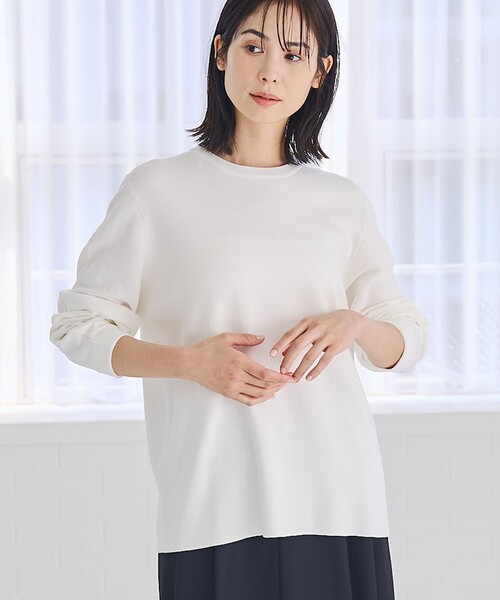 RONEL(ロネル)の「コットン16Gロングスリーブプルオーバー(ニット/セーター・レディース・ホワイト/レッド/ライム/ブラック・FREE)」の2枚目の写真