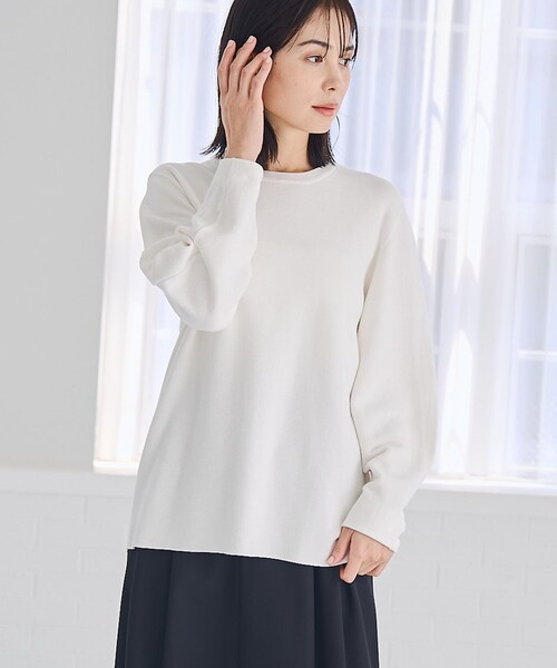 RONEL(ロネル)の「コットン16Gロングスリーブプルオーバー(ニット/セーター・レディース・ホワイト/レッド/ライム/ブラック・FREE)」の6枚目の写真