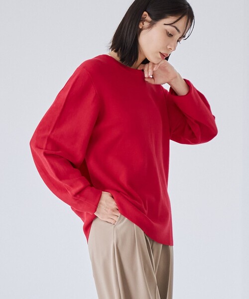 RONEL(ロネル)の「コットン16Gロングスリーブプルオーバー(ニット/セーター・レディース・ホワイト/レッド/ライム/ブラック・FREE)」の7枚目の写真