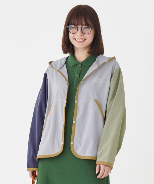 KRIFF MAYER（クリフメイヤー）の「かるさらエアーボタンフードJK（その他アウター・レディース・チャコール/セージグリーン/カラフル/ネイビー/グレー・LARGE/MEDIUM）」の15枚目の写真